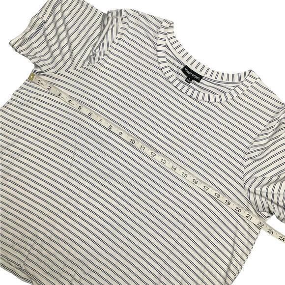 Modern Works Women’s Striped Cuff Short Sleeve Top Elastic tie bottom Size Large - Picture 5 of 10